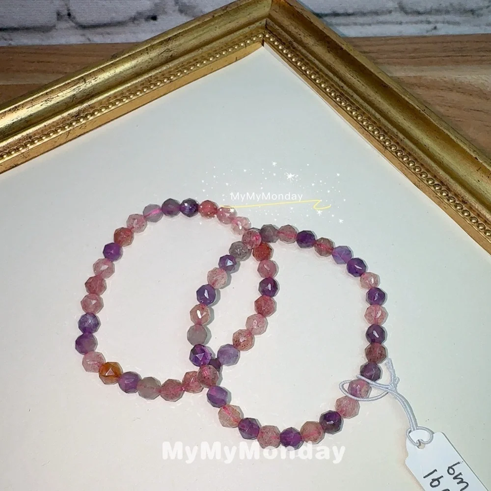 Strawberry Quartz And Amethyst Bracelet 6mm